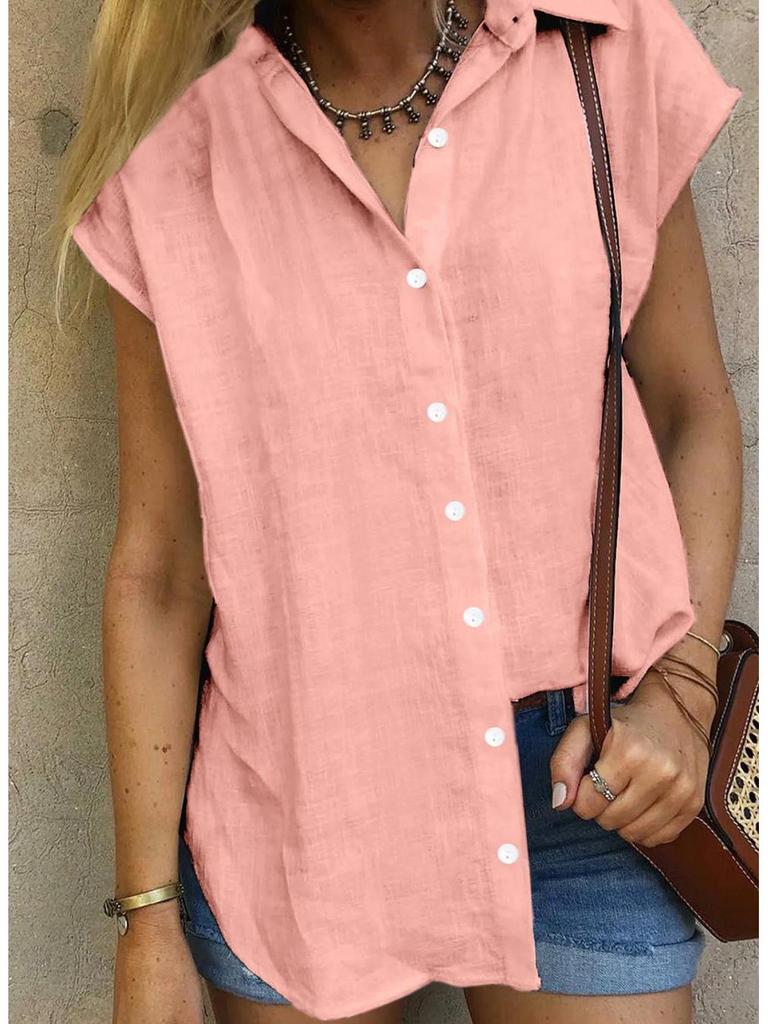 Summer 2026 Solid Color Single-Breasted Sleeveless Lapel Shirt