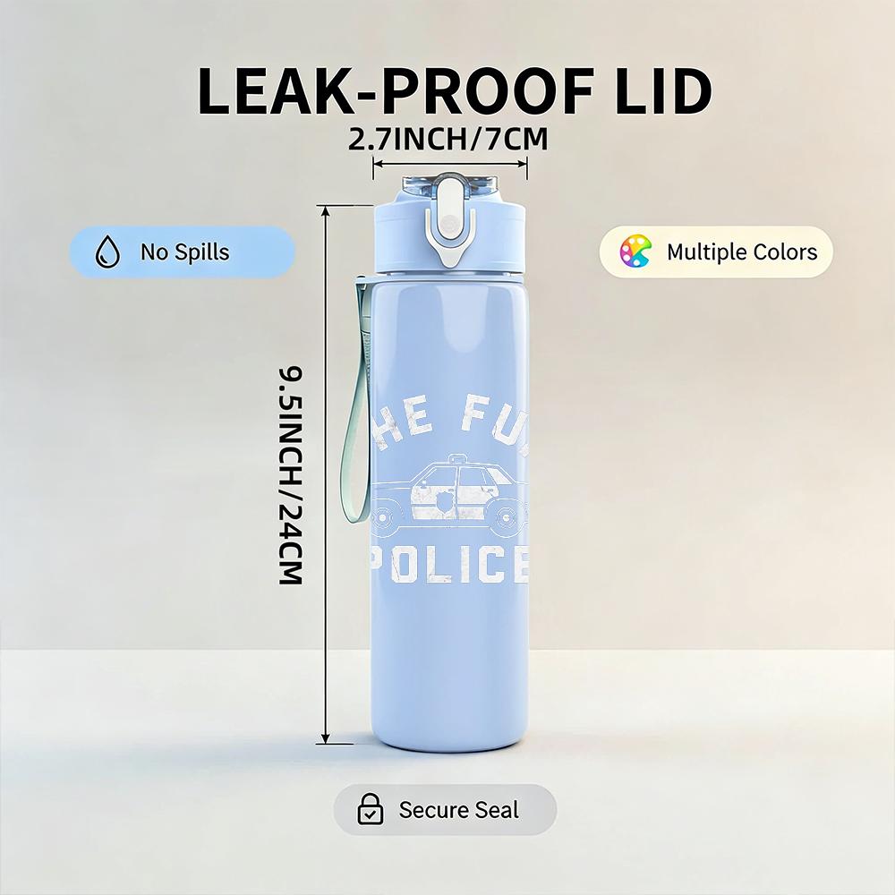 1PC The Thin Blue Line Police Minimalist Print 750ml Portable Sports Water Bottle Leakproof Gym Outdoor Travel Drink Cup