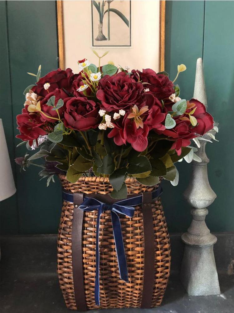 Искусственные цветы пионы с гортензией, шелковые искусственные цветы, 4 букета для дома, свадебное украшение, центральная часть стола