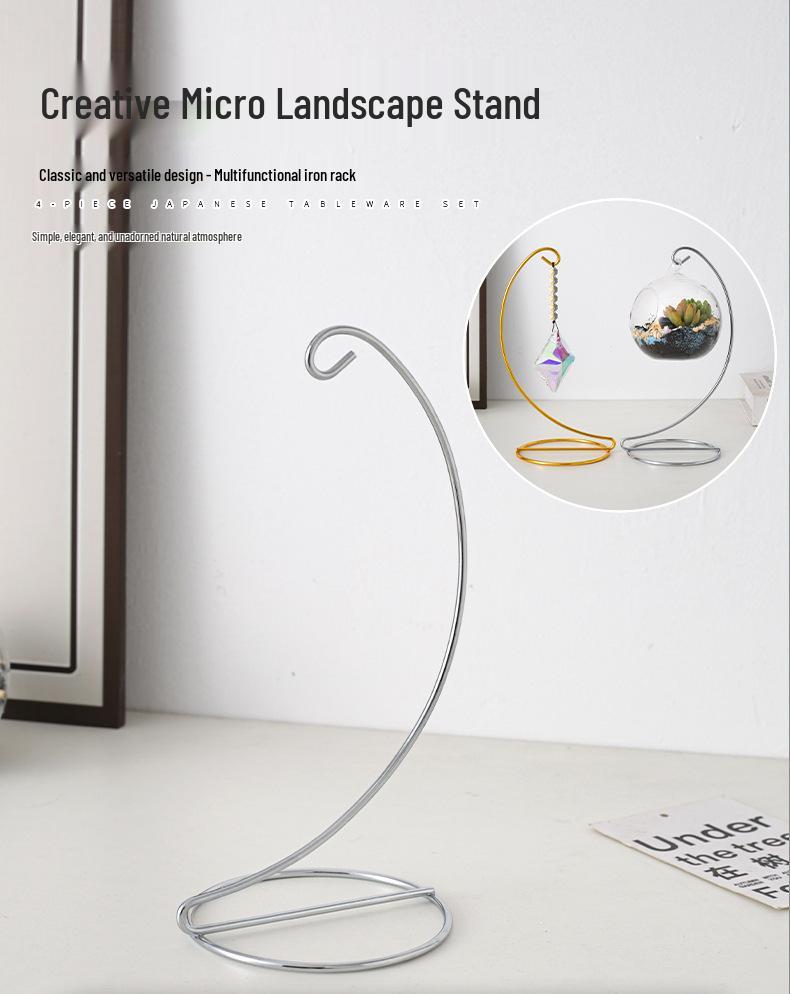 Modern Minimalist Hanging Glass Sphere with Iron Stand for Plants