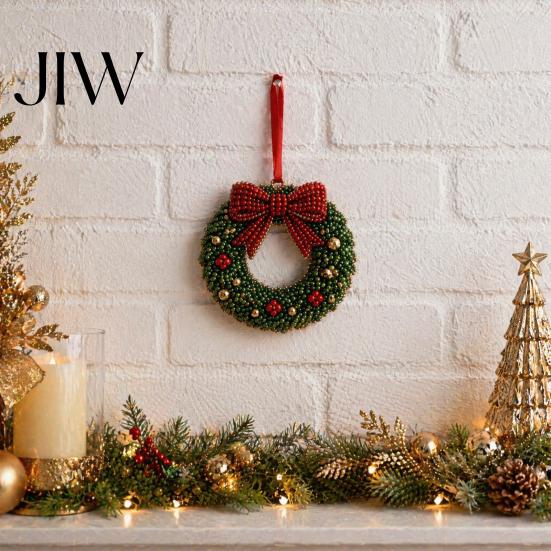 Beaded Christmas Decorations Bead Craft Kit, Ornament DIY Create Tree Snowflake Art Holiday Wreath Stocking, Festive Kit for Adults, Handmade