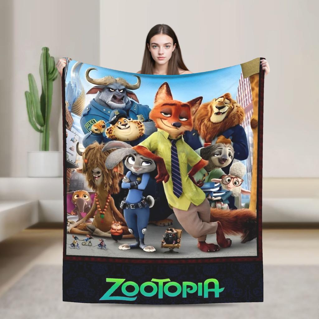 Anime Zootopia Cartoon Flannel Blanket Super Soft Throw Blanket for Bedroom Airplane Travel Fashion Bedspread Sofa Bed Cover