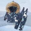 Children Clothing Set Hooded Parka Boy Baby Overalls Toddler Girl Clothes Winter Warm Down Jacket Kids Dinosaur Coat Snowsuit