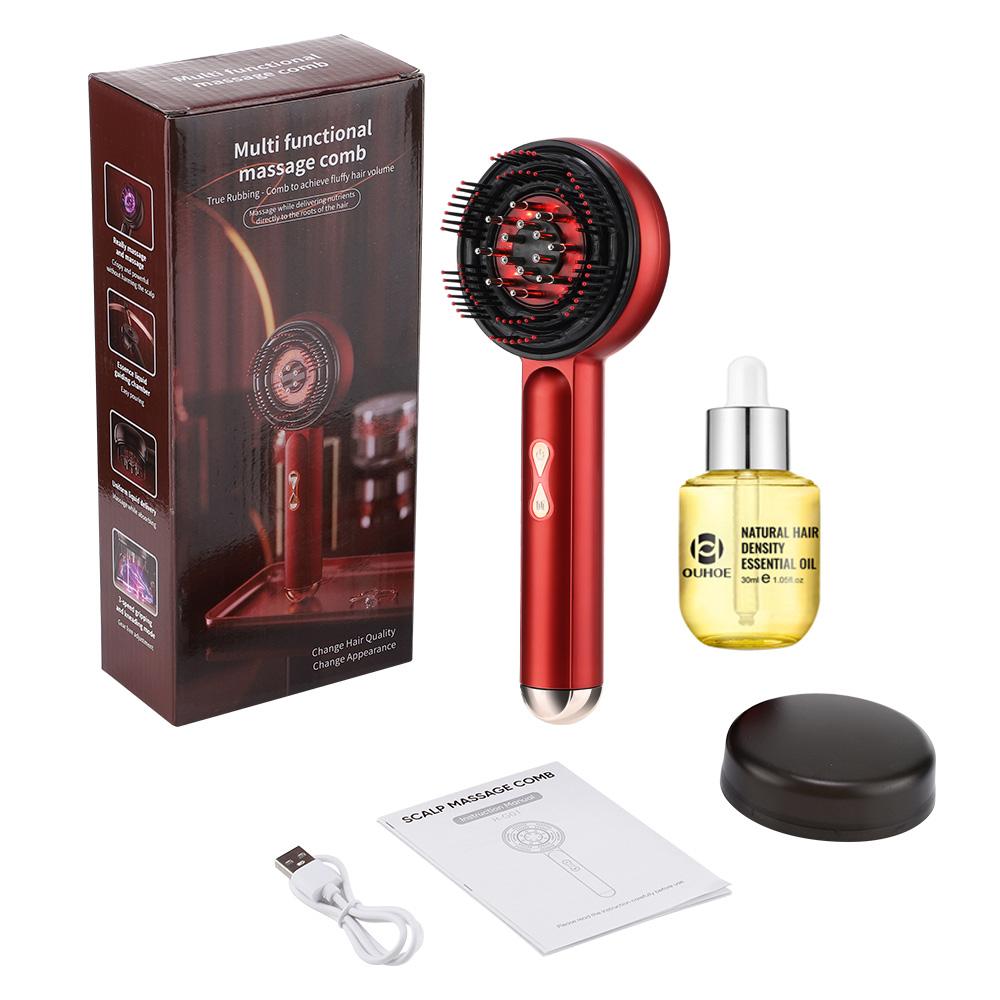 Electric Vibration Massage Comb Red Light Hair Growth Massage Scalp Brush Anti Hair Loss Liquid Oil Applicator Hair Care