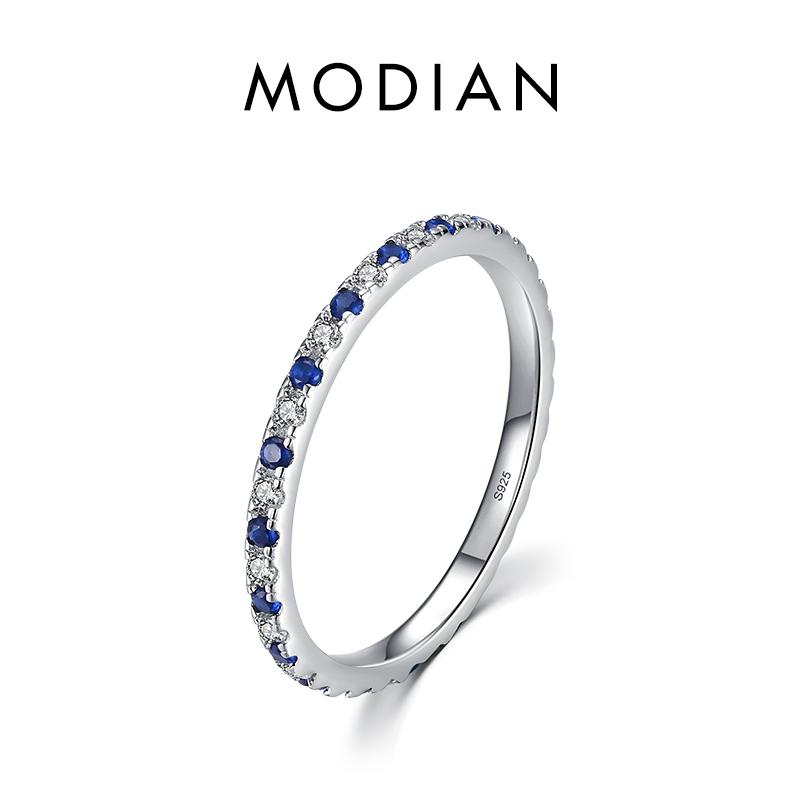 MODIAN Радужные кольца на палец с CZ для женщин, штабелируемые 4 цвета, обручальное кольцо из стерлингового серебра 925 пробы, ювелирные изделия