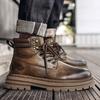 Модные мужские ботинки для ходьбы из натуральной кожи, мужская обувь, универсальные теплые зимние ботинки с толстой подошвой, новые мужские ботинки для мотокросса на открытом воздухе