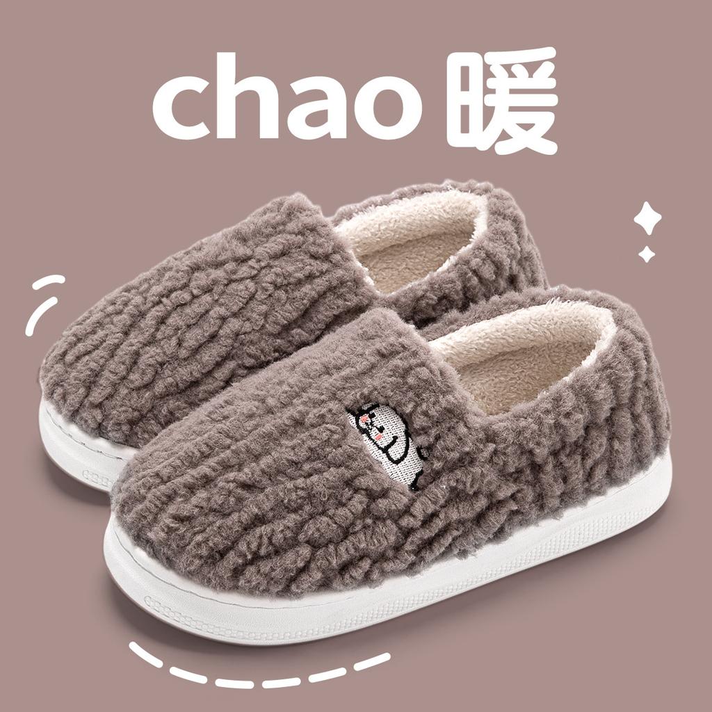Cotton Slippers Winter Bag Heel 2025 New Indoor Home Thick-soled Velvet Warm Couple Home Cotton Shoes