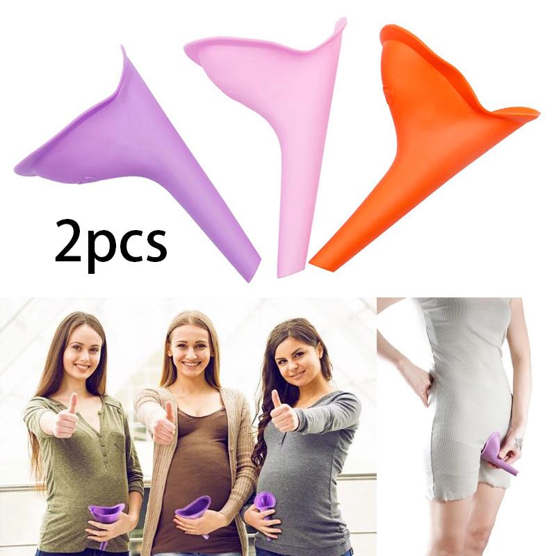 2Pcs Pee Funnel For Women Standing Piss Female Urinal Travel Femme Urinating Device Portable Toilet Emergency Camping Silicone
