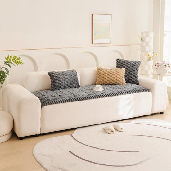 Thick Plush Couch Cover Fuzzy Pet Couch Cover Winter Non Slip Warm Sofa Slipcover Couch Protector for Multiple Cushions
