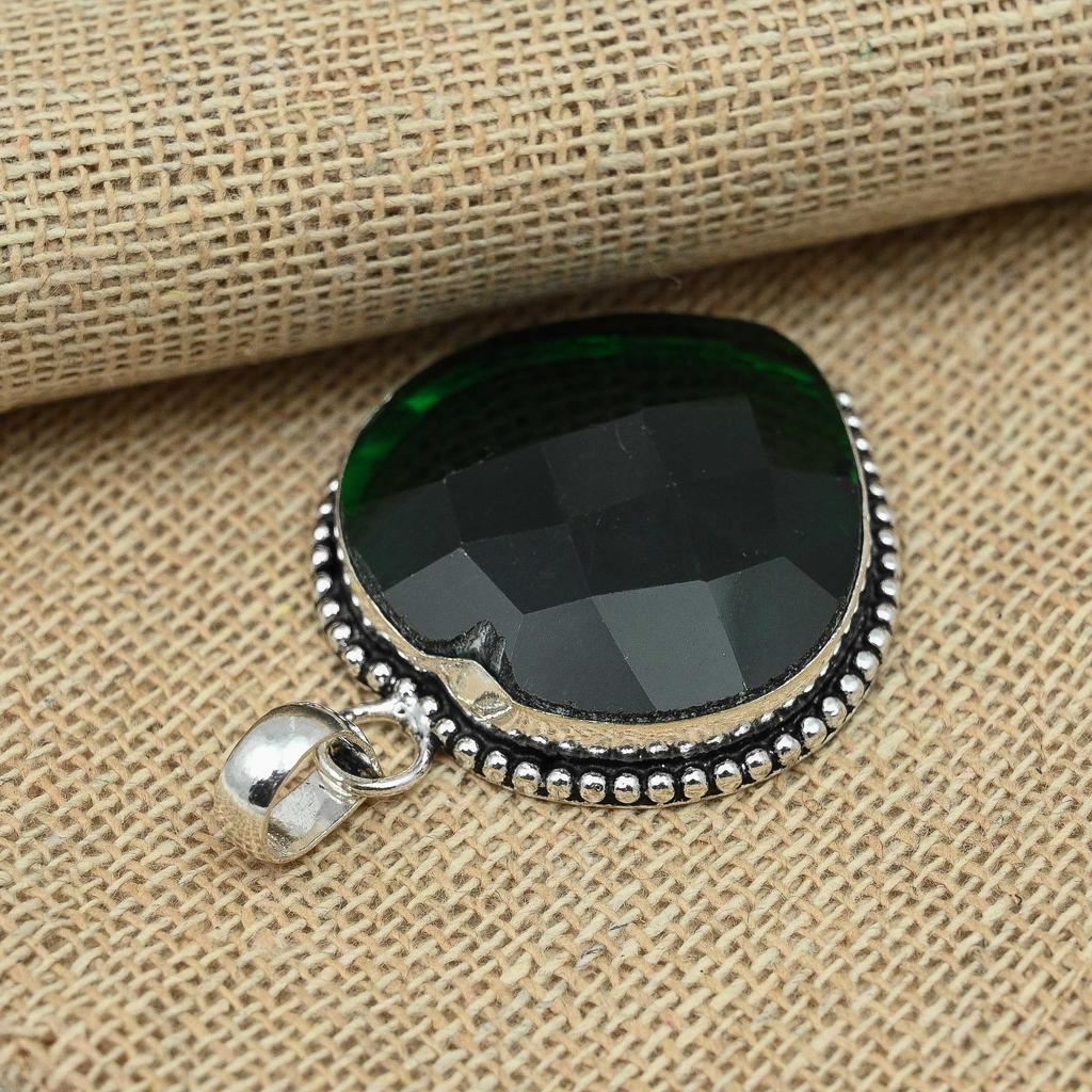 Красивый хром-диопсид драгоценный камень стерлингового серебра 925 пробы ювелирные изделия ручной работы кулон женский подарок