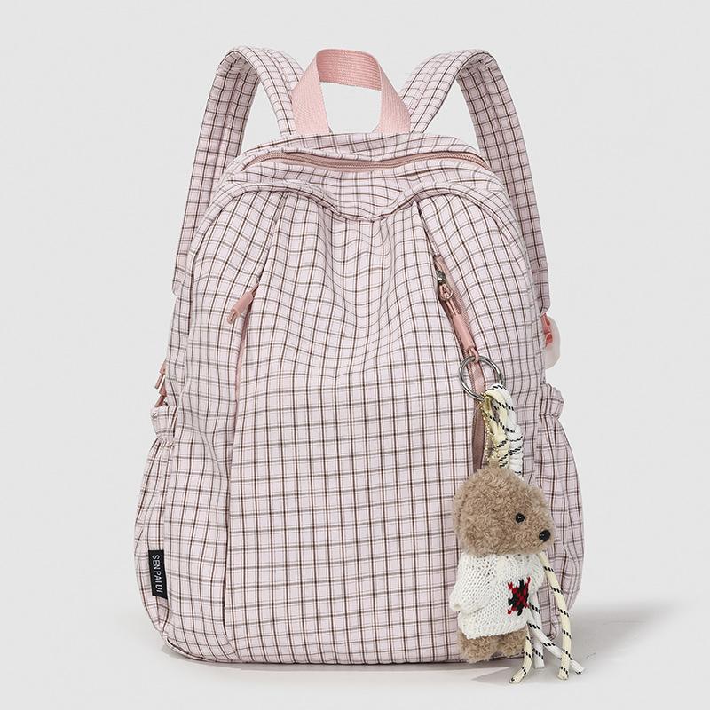 Schoolbag high value Mori small fresh plaid girl travel backpack Korean version ins style student class backpack schoolbag
