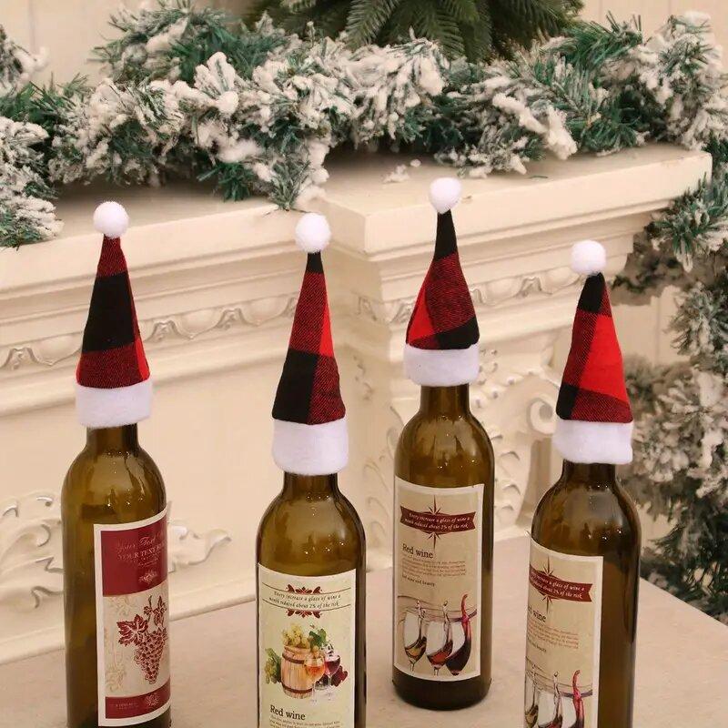 Простота Бутылка вина Шляпа Navidad Новогодний карманный нож Вилка Набор Рождественская шляпа Мини-держатель для вечеринки Сумка Декор Веселый рождественский ужин