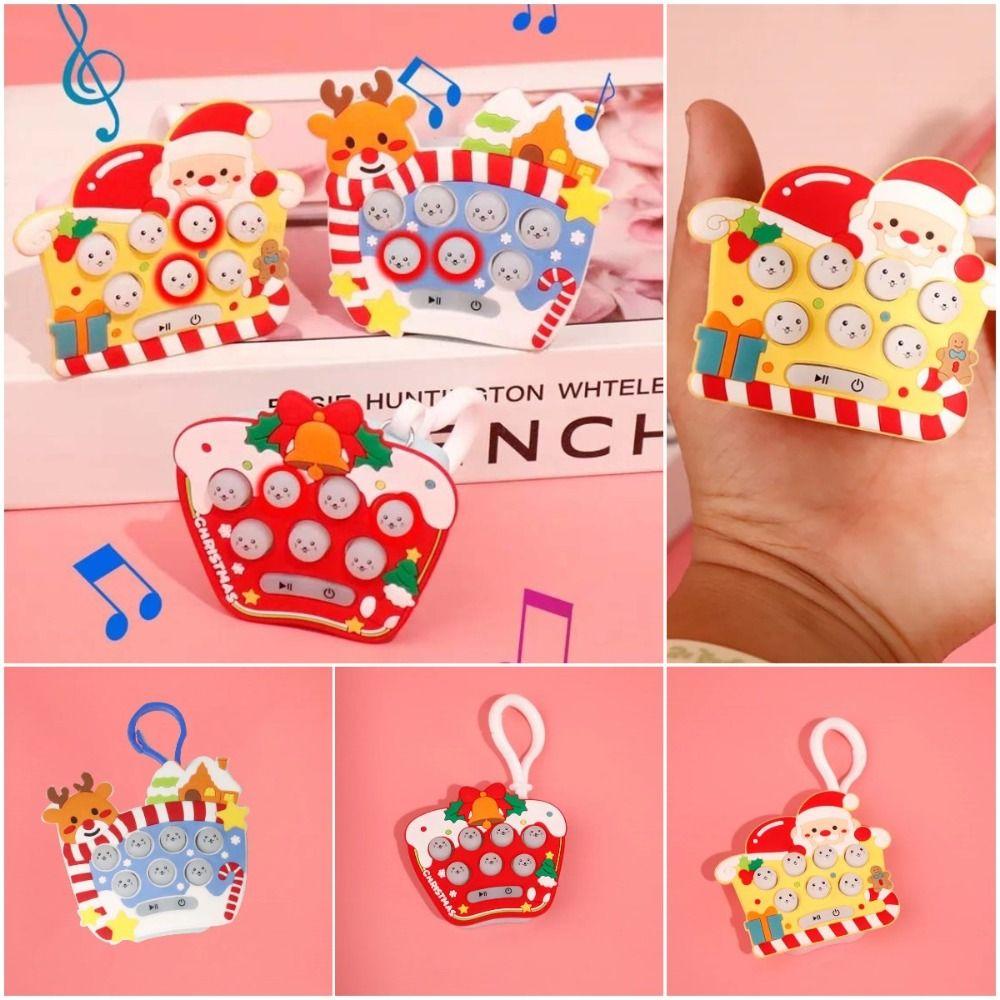 Cartoon Handheld Game Machine Keychain Christmas Quick Push Bubble Game  Children Gifts