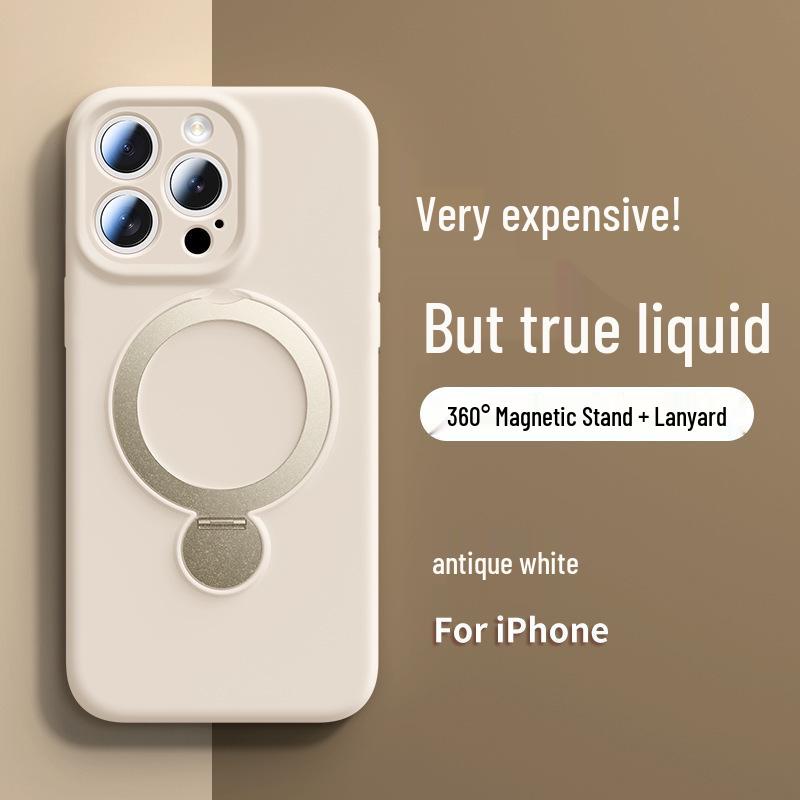 Чехол-подставка из жидкого силикона с магнитом для iPhone 15/16 Pro Max - Защитный чехол с полной покрытием
