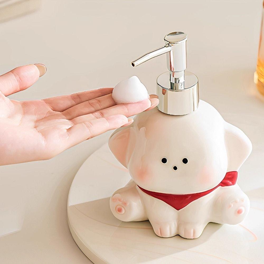 Ceramic Liquid Soap Dispenser Dog Shape Empty Bottle Shower Gel Separate Bottles Cute Press Pump Shampoo Bottle Counter Top Use
