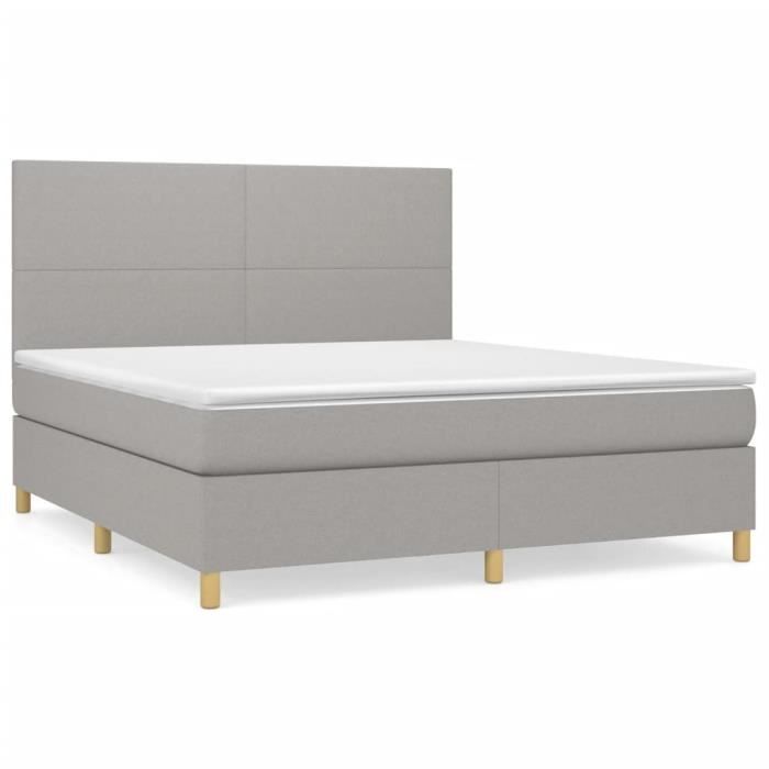 VidaXL Divan Bed with Mattress Light Grey 180x200cm Fabric - Model 3142193