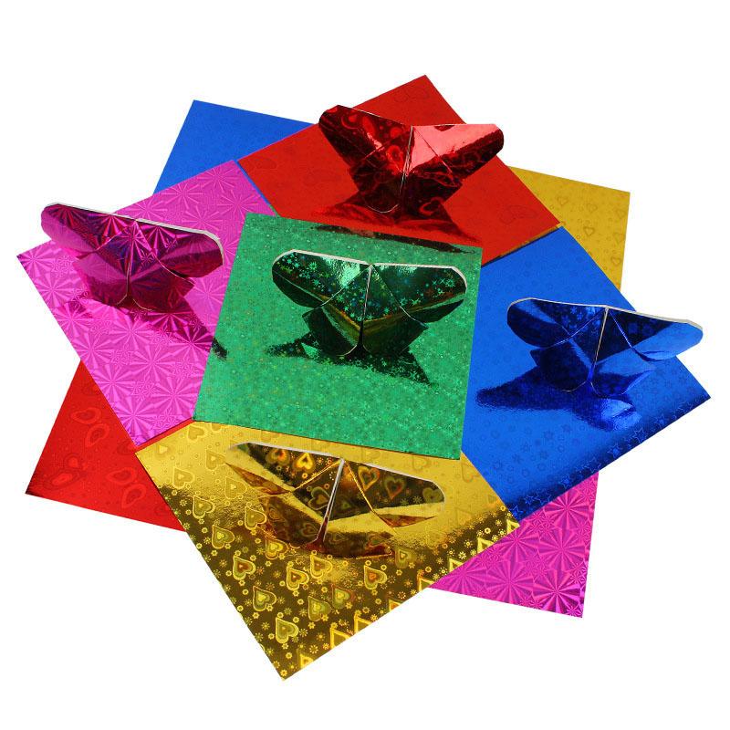 Листы квадратная бумага для оригами с боковым эффектом, лазерная бумага, блестящая бумага, сделай сам, детская сложенная бумага, украшение для скрапбукинга, 50 шт.
