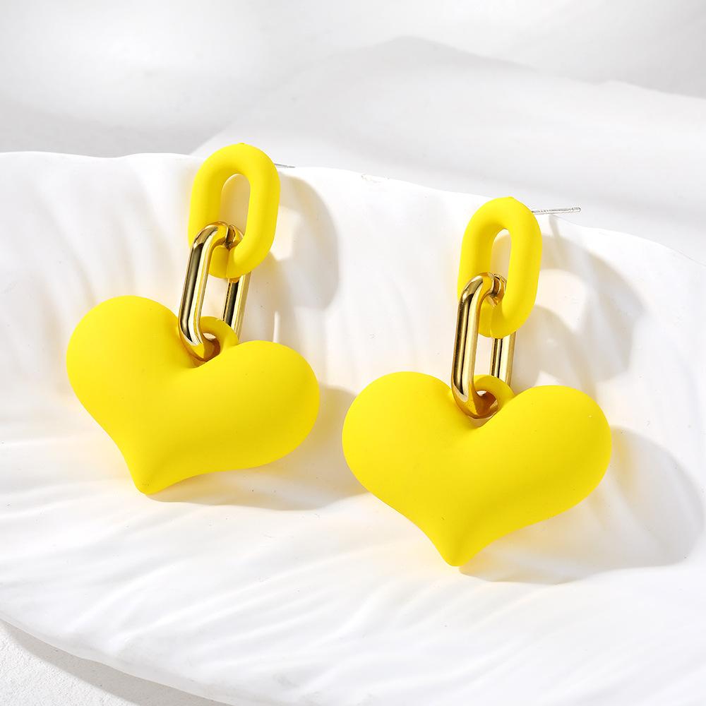 Pinkdudu New Macaron Love Square Acrylic Drop Earrings Light Luxury Multicolor Geometric Earring for Women Jewelry PD1856