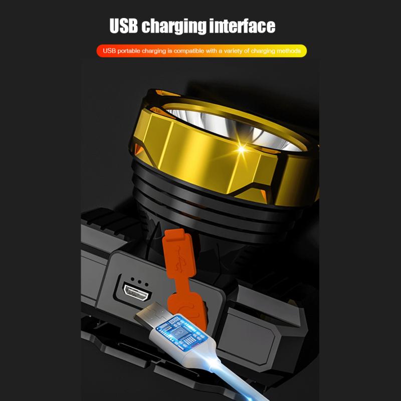 Portable Led Headlamp Rechargeable Outdoor Head-mounted Flashlight Torch Emergency Light For Night Fishing