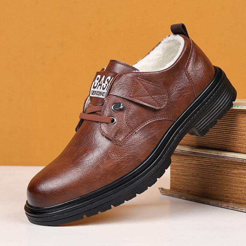 2025 Autumn New Men's Retro Tooling Big Head Shoes Men's Velcro Platform Casual Leather Shoes Men's Trendy Shoes 6568