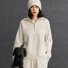 Women's Cashmere Floral Half-Zip Pullover - Autumn/Winter Lazy Style Knitwear
