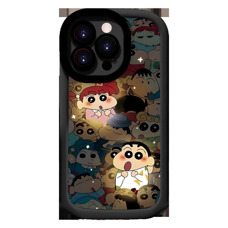 Cute Cartoon Soft Silicone Phone Case IPhone 17 16 Pro Max 15 Plus 13 11 Full Cover Shockproof With Glow-in-the-Dark Shin Chan