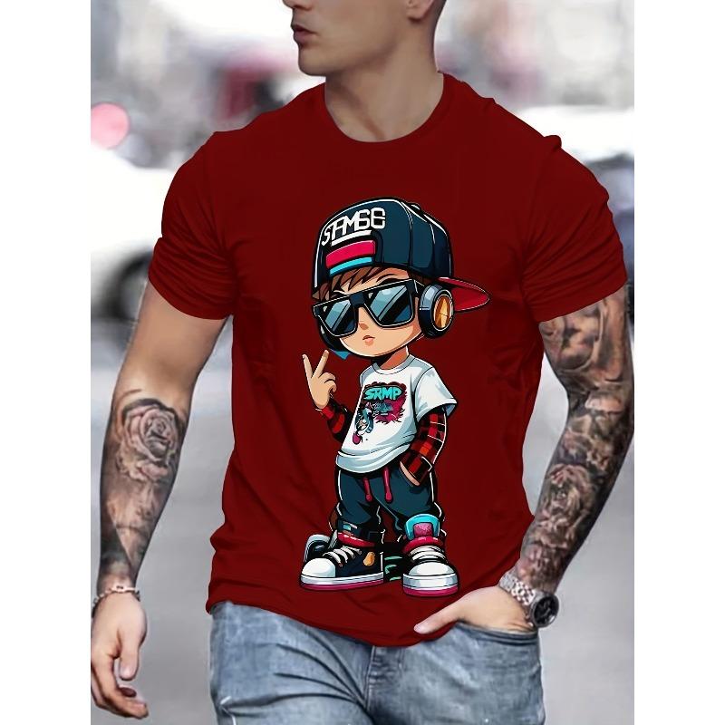 Men's 3D Digital Print Novelty T-Shirt - Short Sleeve Casual Graphic Tee
