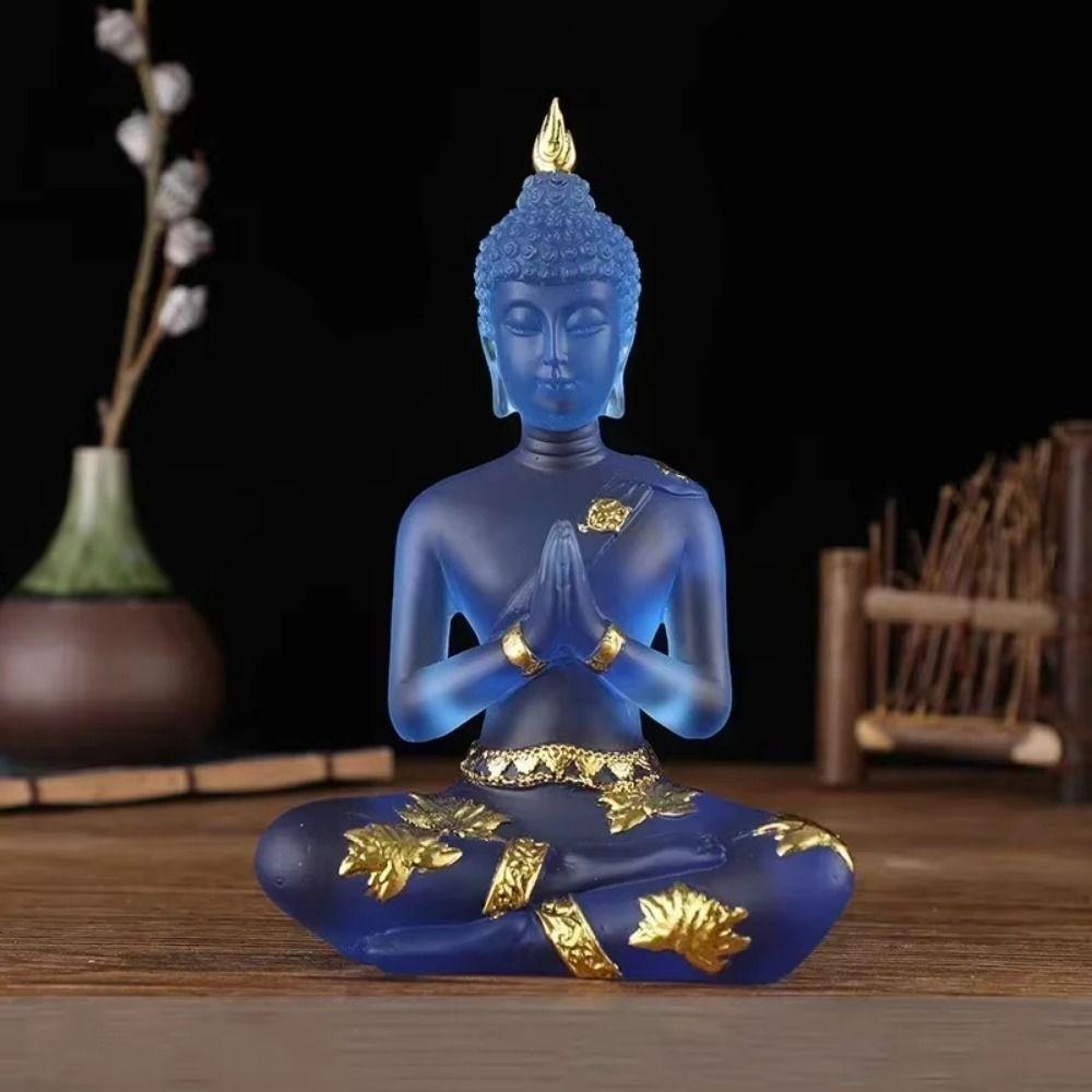 Transparent Resin Buddha Figurines Handmade Mini Buddhism Ornament Living Room