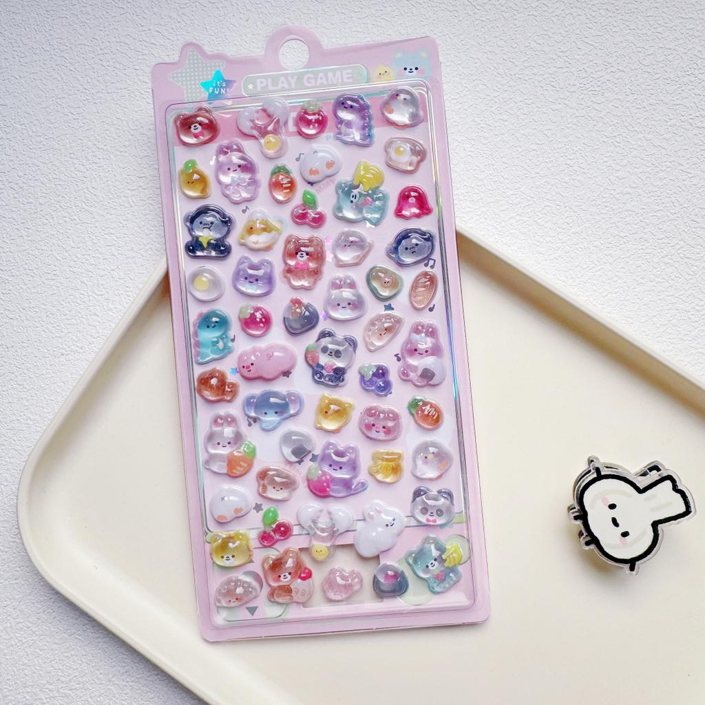 1 шт./4 шт. Мини-наклейки с 3D-рельефом в японском мультяшном стиле со сладкими животными для скрапбукинга, DIY-журнала, милые канцелярские наклейки для школы