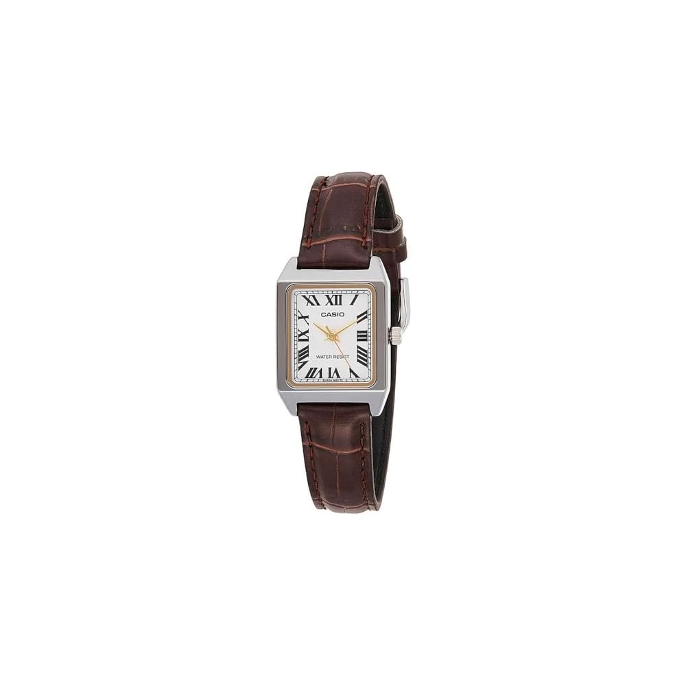 Casio LTP-V007L-7B2 Женские прямоугольные классические часы Белый циферблат с римскими цифрами Кожаный ремешок