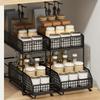 Iron 2 Tier Storage Basket Stable Frame Sliding Cabinet Basket Cabinet Organizer  for Kitchen