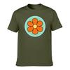 Retro Groovy Orange Flower Circle shortsleeved Tshirt