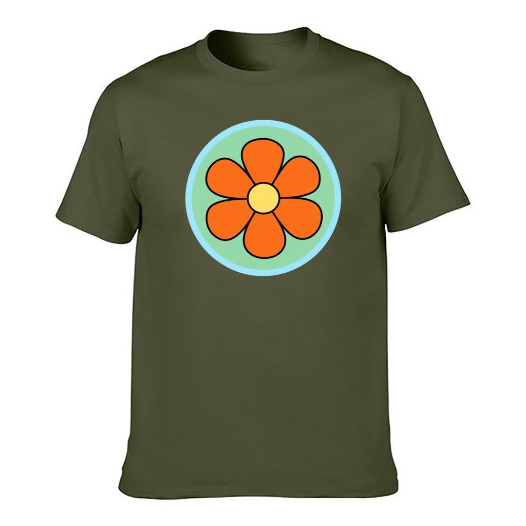 Retro Groovy Orange Flower Circle shortsleeved Tshirt