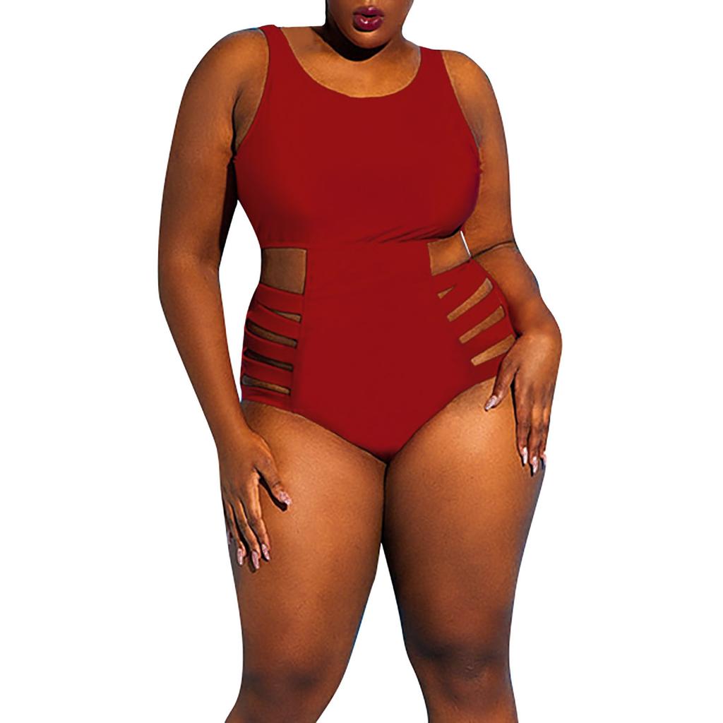 (Qunide) Ladies One- Piece Swimsuit Plus Size Hollow Women's Slim Fit One- Piece Swimsuit