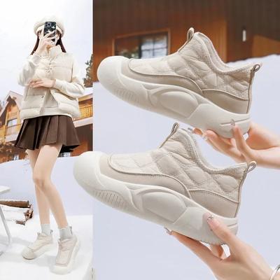 Модные утолщенные плюшевые зимние кроссовки для женщин, зимняя толстая подошва, теплая хлопковая обувь, женская модная спортивная обувь на платформе из искусственного меха