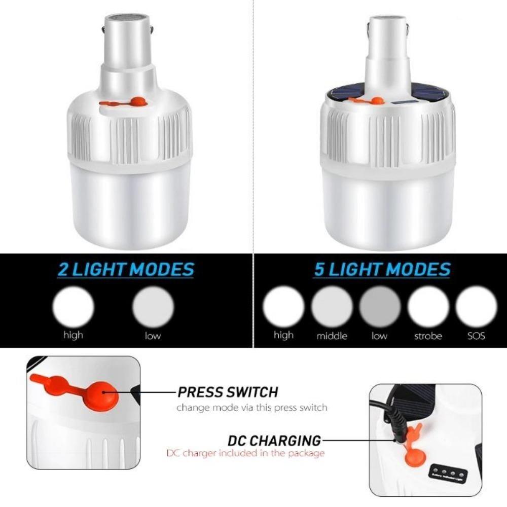 Фонарь для кемпинга на открытом воздухе с быстрой зарядкой постоянного тока на солнечных батареях Портативная палатка Светодиодный крючок для подвешивания кемпинга Поисковые аварийные огни