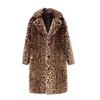 Leopard Print Jacket Women's New Winter Slim and Thin Imitation Fur Leopard Print Long Warm and Thickened Plush Coat Tide