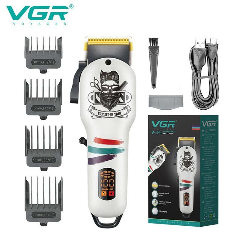 Новая машинка для стрижки волос VGR 699 Электрическая машинка для стрижки волос Профессиональная беспроводная машинка для стрижки волос для парикмахеров Цифровой светодиодный дисплей Машинка для стрижки для мужчин Ретро Электрическая