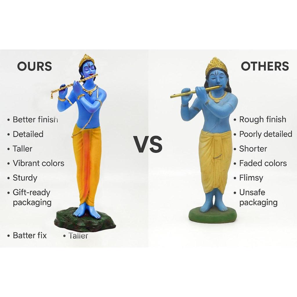 Standing Krishna Statue - Elegant Krishna Idol Small for Home Decor - Exquisite Krishna Idol Figurine for Spiritual Decor