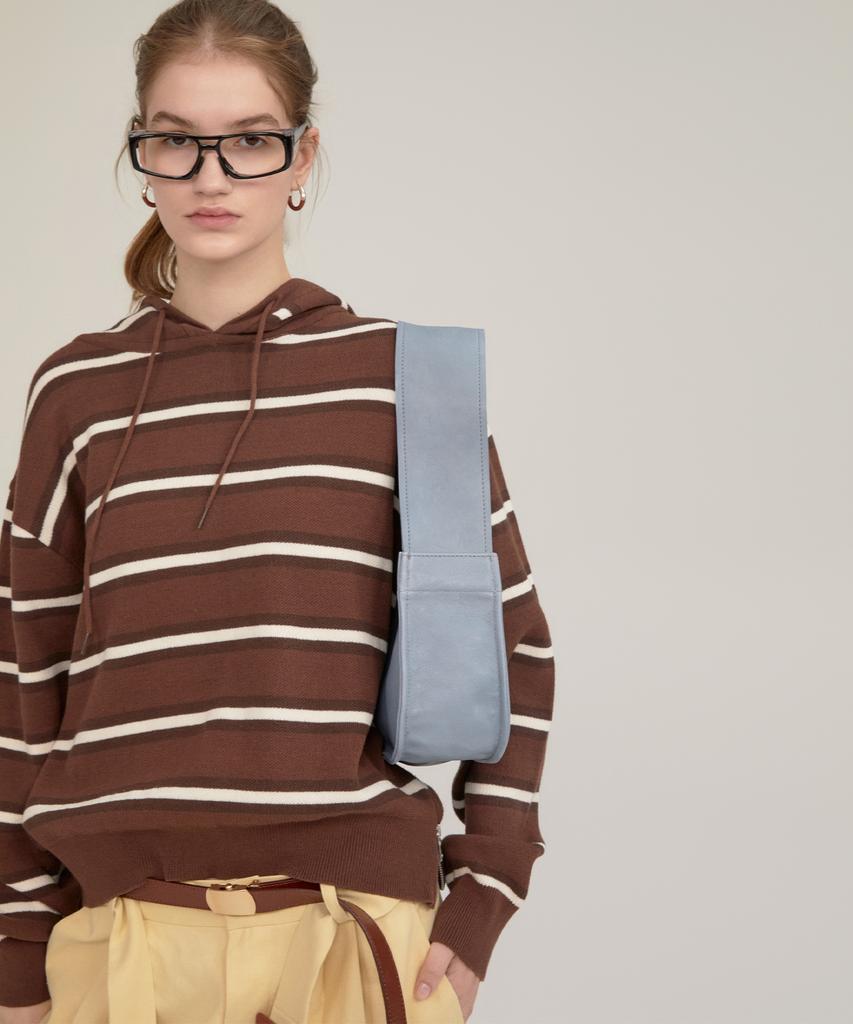 NOHANT Multi Stripe Knit Hoodie Brown