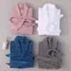 Casual Nightwear Adult Terry Towel Robe Sleepwear Autumn Couple Kimono Bathrobe Nightgown Loose Home Wear with Pocket Belt