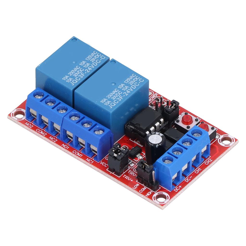 Relay Module 2 Channel Button Self Locking Interlock High Low Level Trigger with Switch Light24V