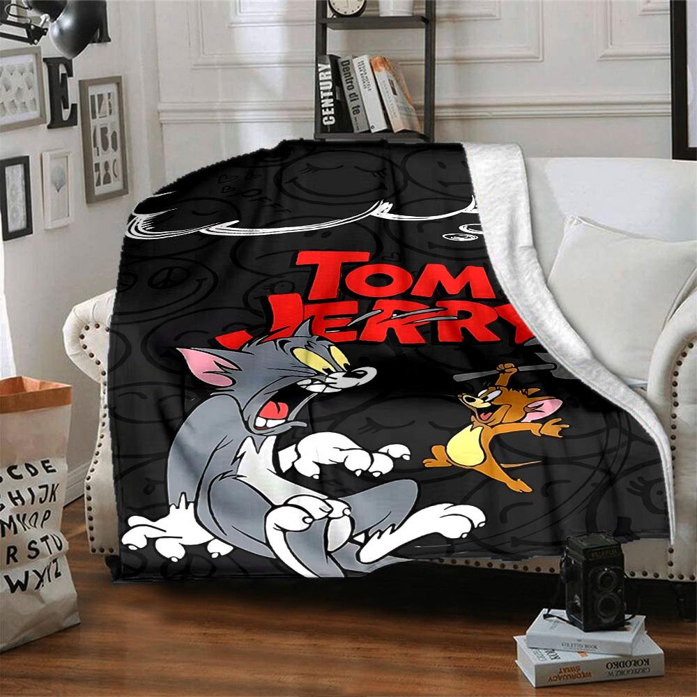 1pc Tom and Jerry Flannel Blanket Soft Warm Throw for Home, Office, Travel, All-Season Cozy Bedding Gift L1429