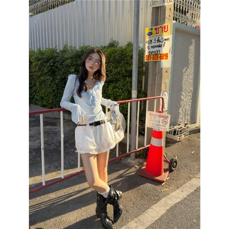 Romantic Ruffle Long-sleeve T-shirt Top
