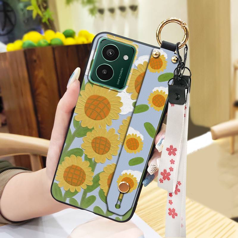 Подставка-держатель для телефона Чехол для телефона для Nokia HMD Pulse/Pulse+/Pulse Pro Прочный Водонепроницаемый Ремешок на запястье Шнурок Цветок