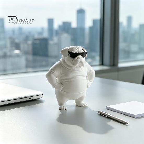Уникальные Офисные Настольные Украшения 3D Печатные Солнцезащитные Очки Собака Фигурка Орнамент, Крутая Настольная Статуэтка, Художественная Щенячья Скульптура Мультяшный Бульдог для Дома Машины