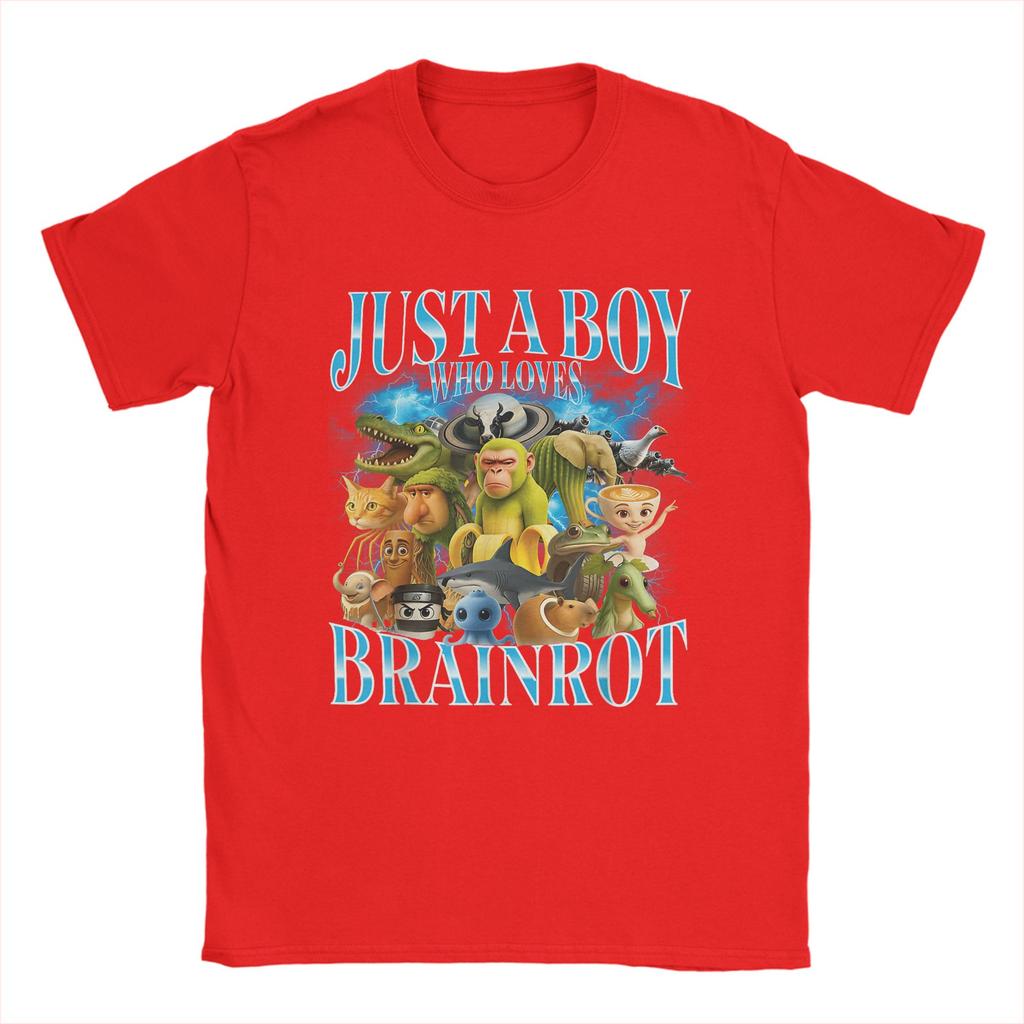Unisex Just A Boy Who Loves Italian Brainrot T Shirt  Cotton Tops Funny Short Sleeve Round Neck Tees Classic TShirts