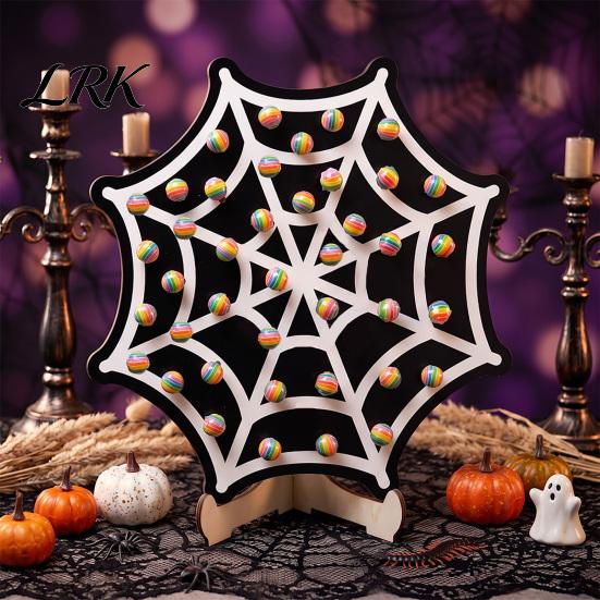 Table Centerpiece for Halloween Wooden Lollipop Display Stand, Spider Web Ghost Decor Pumpkin Shaped Candy Holder, Party Tabletop Ornament Creative