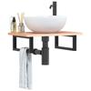 VidaXL Wall-mounted Vanity Shelf Steel and Solid Oak Wood, Floating Vanity Shelf, Vanity Shelf for Countertop 3302561