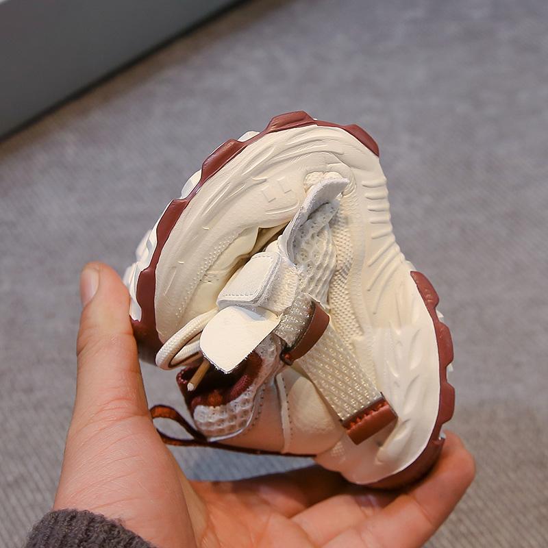 Students Running Shoes Mesh Breathable Children Sneakers Thick Soft Sole 2025 New Fashion Boys Girls Sports Shoes Hook&loop